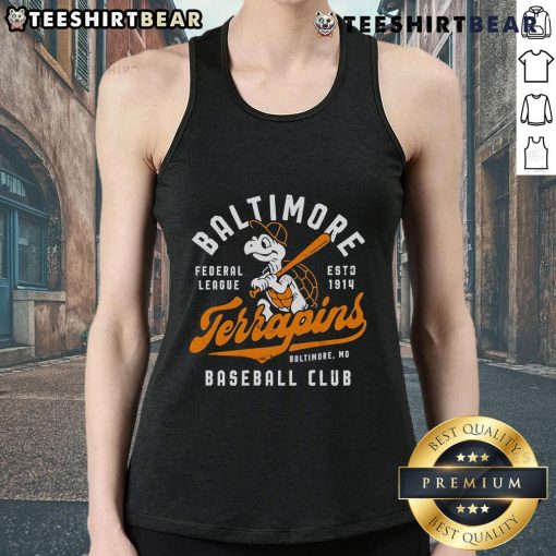 Vintage tank top featuring the Top Baltimore Terrapins Maryland Baseball logo, perfect for fans and collectors.