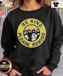 Alt Text: Top Be Kind Please Rewind Puppet Combo Sweatshirt featuring retro design and cozy fit for fans of vintage gaming.