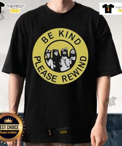 Top Be Kind Please Rewind Puppet Combo T-Shirt featuring retro design and vibrant colors for horror game fans.