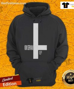 Top Behemoth Nero Noir Non Serviam Satan Loves You Hoodie featuring bold graphics and a stylish black design.