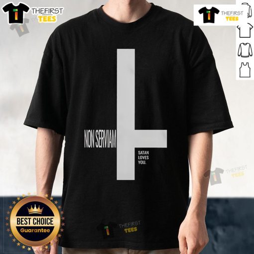 Top Behemoth Neronoir Non Serviam Satan Loves You T-Shirt featuring bold graphic design and dark aesthetic for fans.