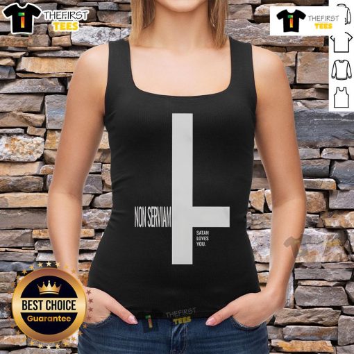 Top Behemoth NeroNoir Non Serviam Satan Loves You tank top featuring bold graphics for metal music fans.