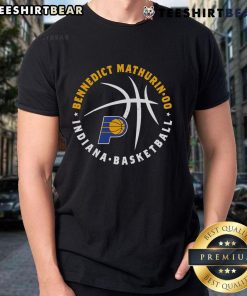 Alt Text: Bennedict Mathurin Indiana Pacers basketball player wearing a stylish ball t-shirt, showcasing team spirit and style.