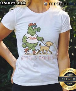 Top Bettes Triples Phillies Phanatic Ladies Tee featuring vibrant Philadelphia Phillies design for fans.