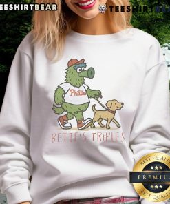 Top Bettes Triples sweatshirt featuring the iconic Phillie Phanatic for Philadelphia Phillies fans.