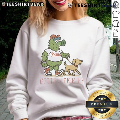 Top Bettes Triples sweatshirt featuring the iconic Phillie Phanatic for Philadelphia Phillies fans.
