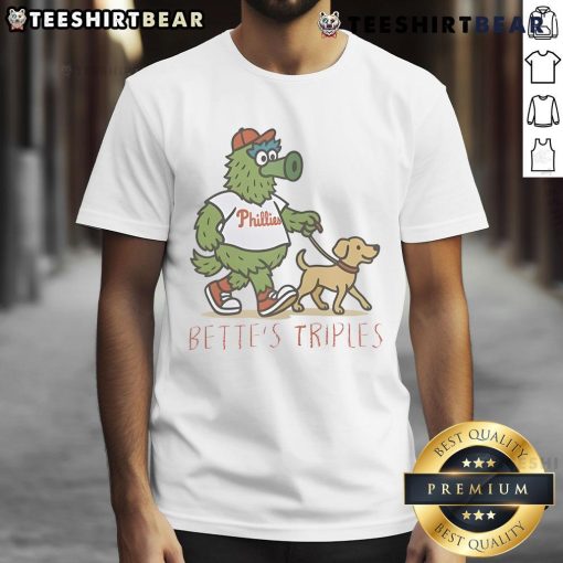 Top Bette's Triples Phillies Phanatic T-Shirt featuring the Philadelphia Phillies mascot in vibrant colors.