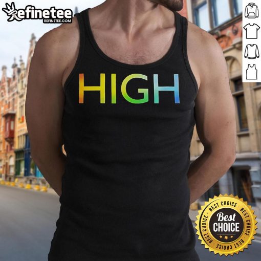 Top Bloc Party High Pride Rainbow Tank Top showcasing vibrant colors, perfect for pride celebrations and summer events.