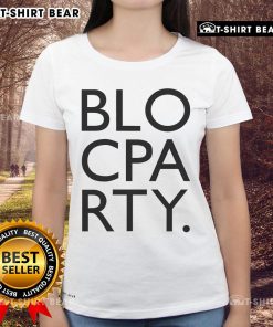 Top Bloc Party logo on a stylish ladies tee, perfect for fans of vibrant party wear and events.