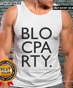 Top Bloc Party logo tank top featuring vibrant design, perfect for summer festivals and casual outings.