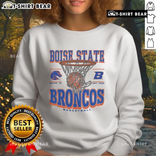 Cozy Boise State Broncos game time sweatshirt in blue and orange, perfect for showing team spirit on game day.
