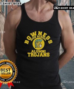 Top Bowness High School Alumni Trojans tank top featuring school colors and logo, perfect for proud graduates.