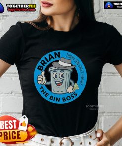 Stylish ladies tee featuring 'Top Brian The Bin Boss' logo for the Trash Can Valet Service.