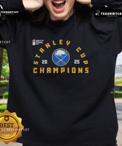 Top Buffalo Sabres Black 2025 Stanley Cup Champions Sweatshirt showcasing team logo and vibrant design.