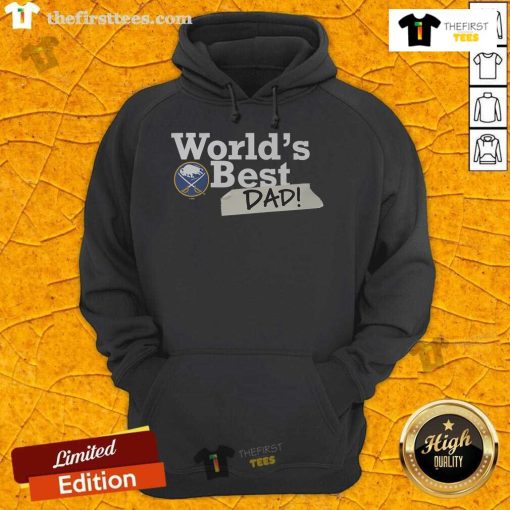 Alt Text: Top Buffalo Sabres World's Best Dad Hoodie featuring team colors and logo, perfect gift for Sabres fans and dads.