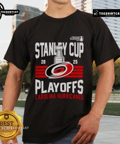 Top Carolina Hurricanes Merch: 2025 Stanley Cup Playoff T-Shirt showcasing team pride and playoff spirit.