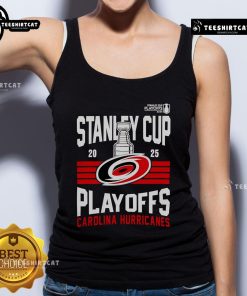 Top Carolina Hurricanes merch: 2025 Stanley Cup Playoff tank top featuring team logo and vibrant colors.