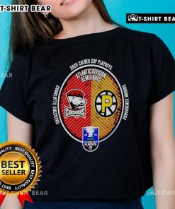 Top Charlotte Checkers vs Providence Bruins 2025 Calder Cup Playoffs ladies tee featuring team logos and vibrant design.