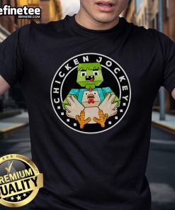 Top Chicken Jockey Cube Solver Minecraft T-Shirt featuring vibrant graphics of a chicken and cube design.