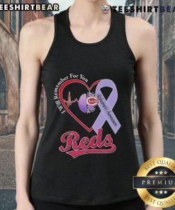 Top Cincinnati Reds I Will Remember For You Alzheimer's Awareness Tank Top in red, promoting Alzheimer's awareness and support.