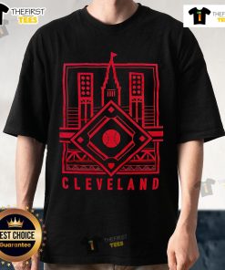 Top Cleveland Baseball Diamond Linework T-Shirt featuring a stylish design perfect for baseball fans and casual wear.