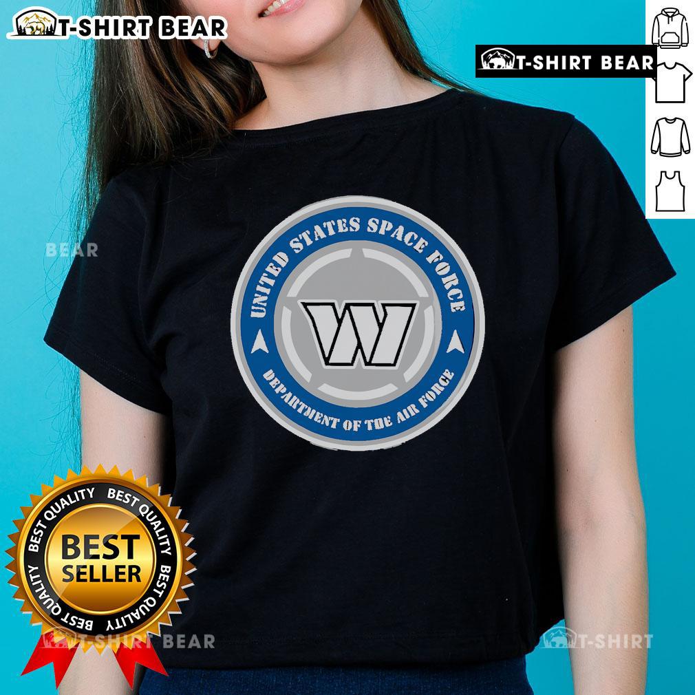 Top Commanders United States Space Force Military Appreciation Night Ladies Tee Alt Text: Top Commanders of the United States Space Force at Military Appreciation Night wearing Ladies Tee shirts.