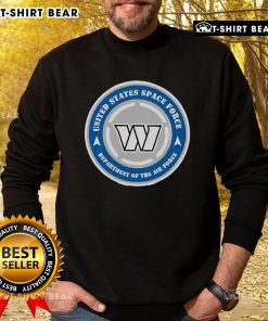 Alt Text: United States Space Force commanders in military appreciation night sweatshirts, showcasing team spirit and pride.