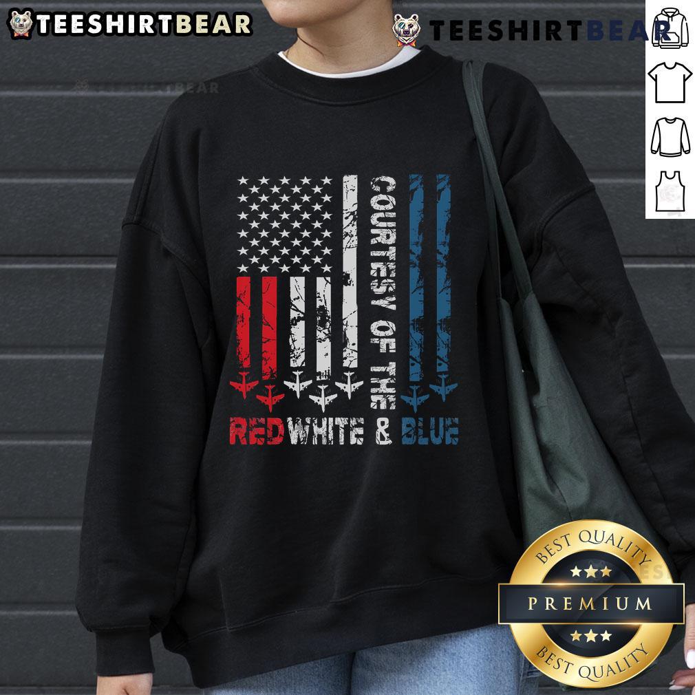 Top Courtesy Of The Red White And Blue Vintage America Us Flag Sweatshirt Vintage America US flag sweatshirt featuring a red, white, and blue design, perfect for patriotic fashion lovers.