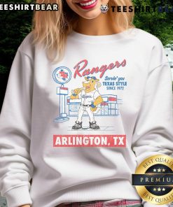 Cozy top cream Texas Rangers deli sweatshirt featuring team logo and stylish design for fans.