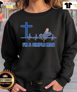 Alt Text: Top-Cross Heartbeat Los Angeles Dodgers I'm A Simple Man Sweatshirt design featuring team colors and logo.