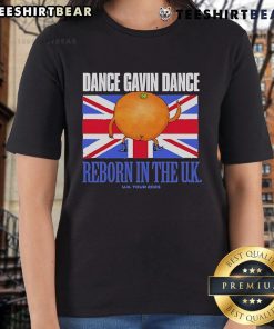 Top Dance Gavin Dance Reborn in the UK Tour 2023 ladies tee featuring vibrant design and tour details.