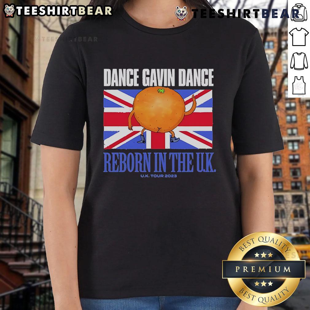 Top Dance Gavin Dance Reborn In The Uk Tour 2023 Ladies Tee Top Dance Gavin Dance Reborn in the UK Tour 2023 ladies tee featuring vibrant design and tour details.