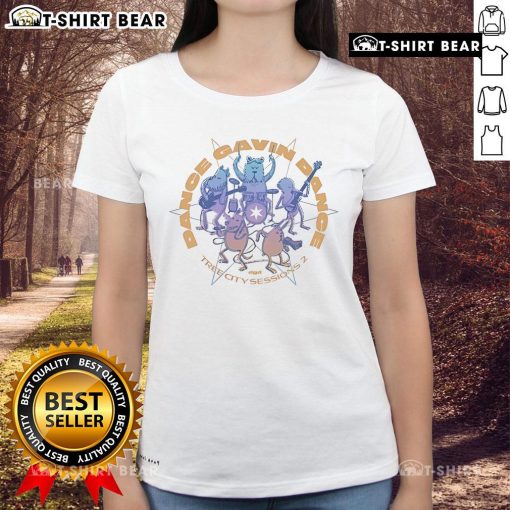 Alt Text: Top Dance Gavin Dance Tree City Sessions 2 ladies tee featuring vibrant graphics and stylish design for fans.