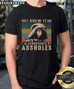 Top Dark Helmet I Knew It Im Surrounded By Assholes retro vintage t-shirt design featuring humorous graphic and text.