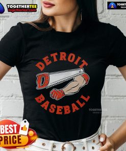 Top Detroit Tigers Baseball Bone Saw Ladies Tee featuring a stylish design perfect for female fans of the Tigers.