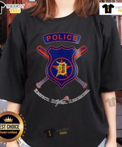 Alt Text: Top Detroit Tigers National Police Week Night 2025 baseball ladies tee featuring team colors and logo.
