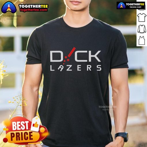 Alt Text: Top Dick Lazers Logo T-Shirt featuring bold graphic design and vibrant colors, perfect for casual wear.