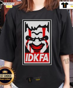 Top Doomguy IDKFA OBEY Giant Ladies Tee featuring a bold graphic design inspired by classic video games.