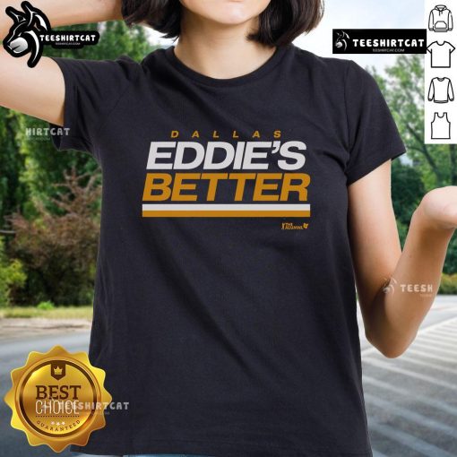 Top Eddie Belfour Eddies Better Ladies Tee featuring stylish design for hockey fans, perfect for casual wear.
