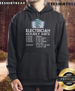 Funny hoodie design for electricians featuring the top electrician hourly rate graphic, perfect for electrical workers.