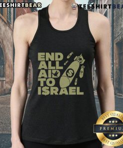 Top End All Aid to Israel tank top featuring bold graphics and a stylish design for support and fashion.