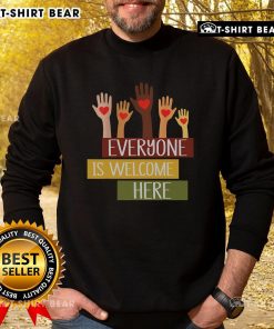 Idaho teacher sweatshirt featuring 'Everyone Is Welcome Here' slogan, perfect for educators promoting inclusivity.