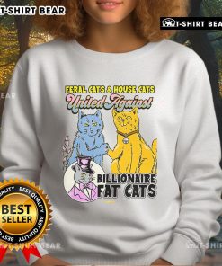 Top Feral Cats House Cat United Against Billionaire Fat Cats Sweatshirt featuring playful cat graphic design.