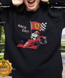 Alt Text: Top Ferrari Snoopy F1 Race Day sweatshirt featuring a vibrant design for racing fans and cartoon lovers.