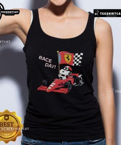 Top Ferrari Snoopy F1 Race Day tank top featuring a fun design perfect for racing fans and Snoopy lovers.