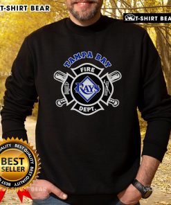 Top Fire Dept Tampa Bay Rays baseball sweatshirt featuring team logo and vibrant colors, perfect for fans.