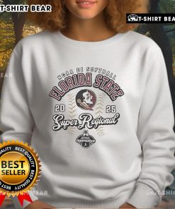 Florida State Seminoles NCAA DI Softball Super Regional Championship 2025 sweatshirt featuring team colors and logo.