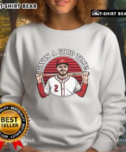 Gavin Lux wearing a stylish sweatshirt, showcasing the Top Gavin A Good Time design for trendy casual wear.