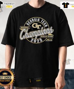 Georgia Tech 2025 ACC Regular Season Champions T-Shirt featuring bold graphics and school colors, perfect for fans.
