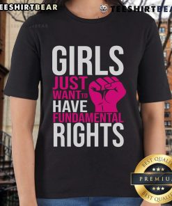 Top Girl Just Want to Have Fundamental Rights Ladies Tee showcasing a stylish graphic tee promoting women's rights.